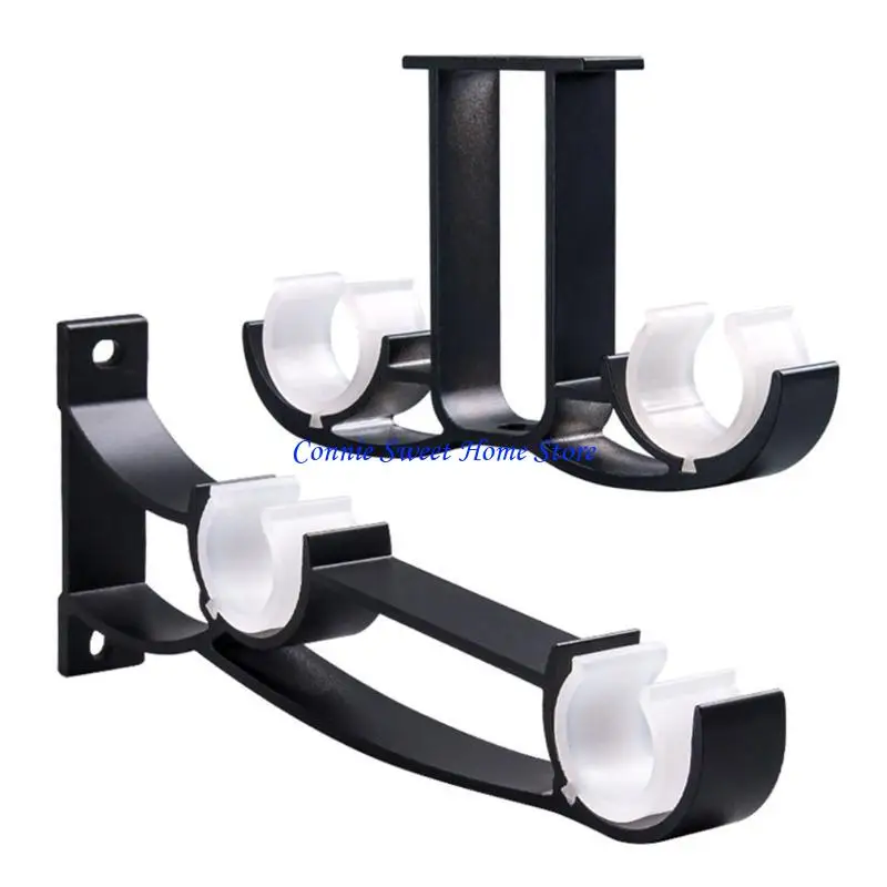LXAF 1pc Double Curtain Rod Brackets Window Hardware Holder Home Decor Side Top Mounted Easy to Install