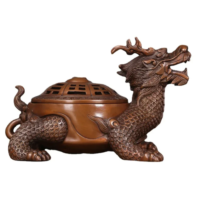 Copper Bagua Dragon Turtle Incense Burner Office Home Indoor Desktop Aromatherapy Burner Crafts Decoration Living Room