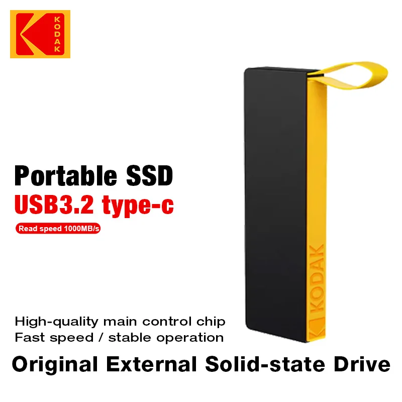 KODAK X206 1TB External SSD Hard Drive Flash USB 3.2 1000Mb/s Portable SSD 128GB 256GB 512GB Mini PSSD for Laptop PS5 Xbox