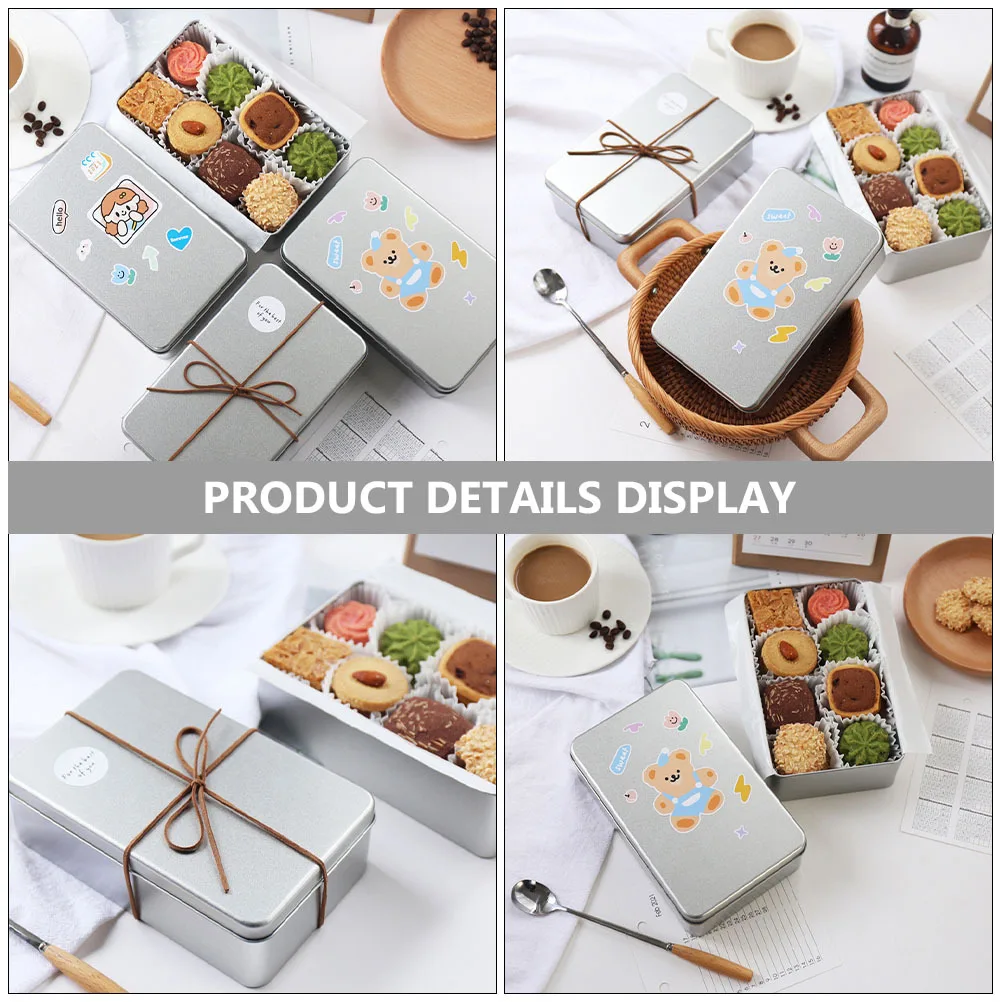 

2pcs Biscuit Packaging Tin Boxes Frosted Cover Compact Food Storage Case For Candy Cookies Gift Wedding Christmas