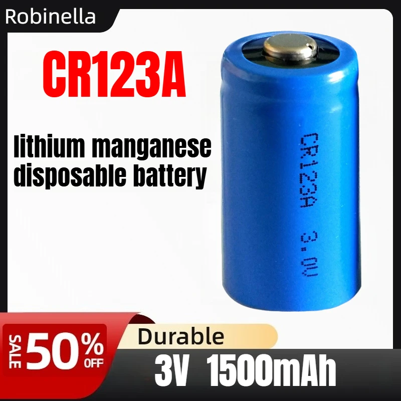 CR123A Lithium Manganese Disposable Battery 3V 1500mAh Dry Battery for Recorder, Scale, Smart Watch, GPS,ETC Sprayer, Flashlight