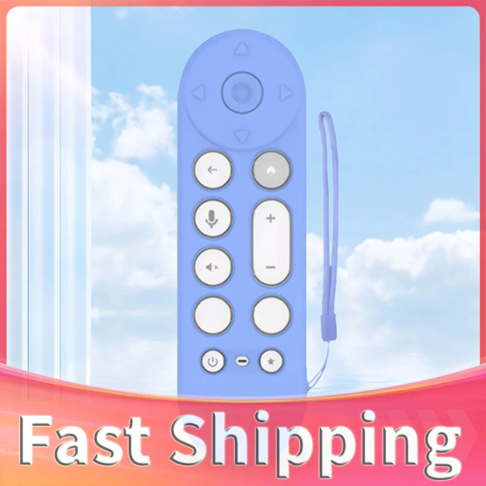 Silicone Remote Case Protective Cover Anti-Slip Remote Cover with Lanyard Shockproof for Google TV Streamer 4K Voice Remote Case