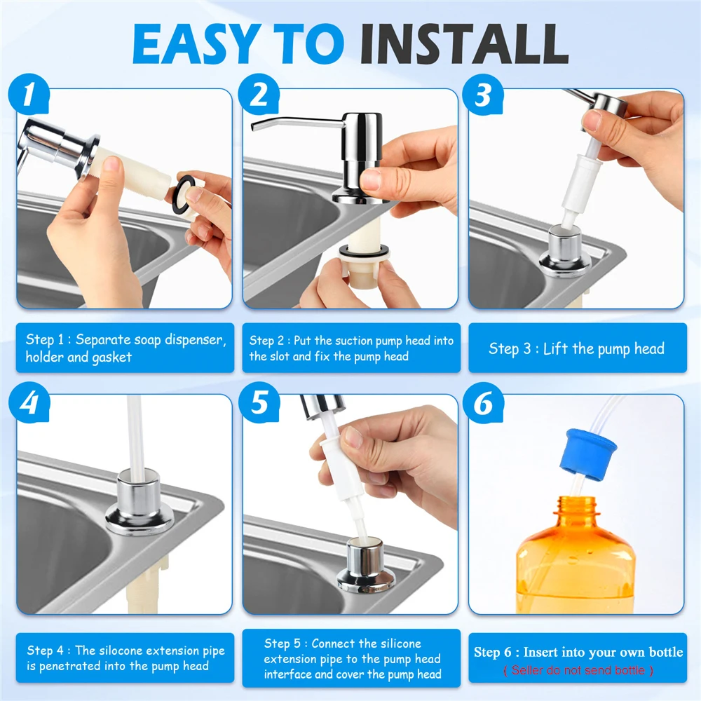 Useful Kitchen Sink Liquid Soap Dispenser With Long Soft Tube Durable Plastic Pump Household Tools