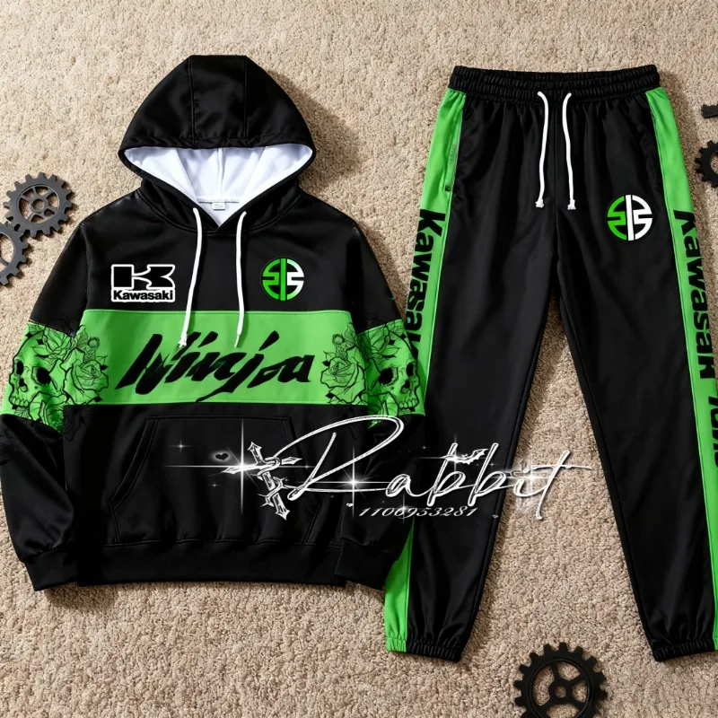 

2026Best-selling New Kawasaki Motorcycle Fashionable Riding Set Men's MOTO Racing Outdoor WarmHooded Sweatshirt Motorcycle Pants