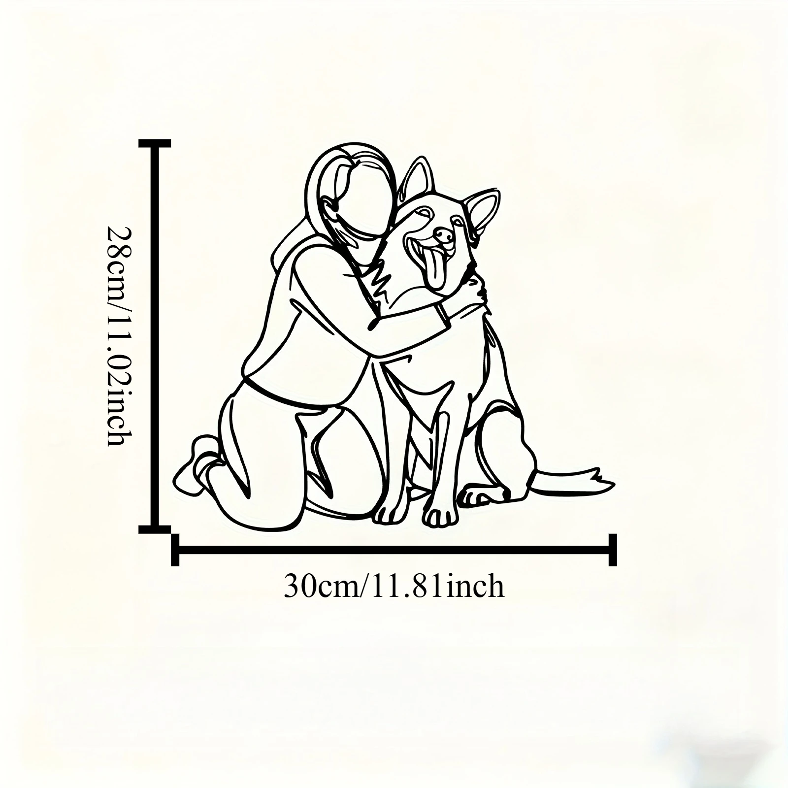 Metal Wall Art Human Dog Hug Embrace Iron Rust Resistant Rustic Hanging Heartwarming Sculpture for Home Garden Pet Lover Gift