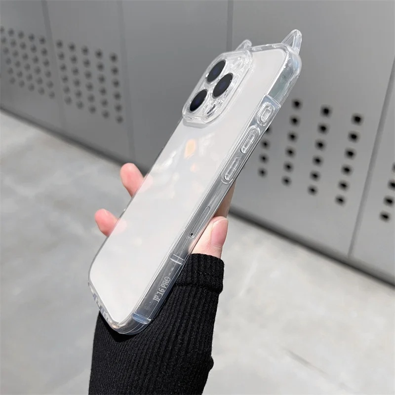 Niedliche Katze 3D-Ohren Transparente Handyhülle für iPhone 17 18 Pro Max Air 16 15 13 11 12 14 Plus Weiche Klare TPU-Rückabdeckung – Detail 15