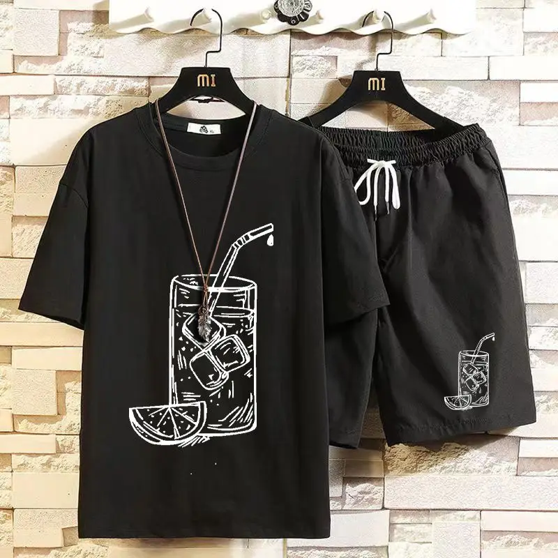 

Men's Suit Five-quarter Sleeve Suit Men's T-shirt Summer Student Shorts Casual Sports Breathable Suit A Whole Suit