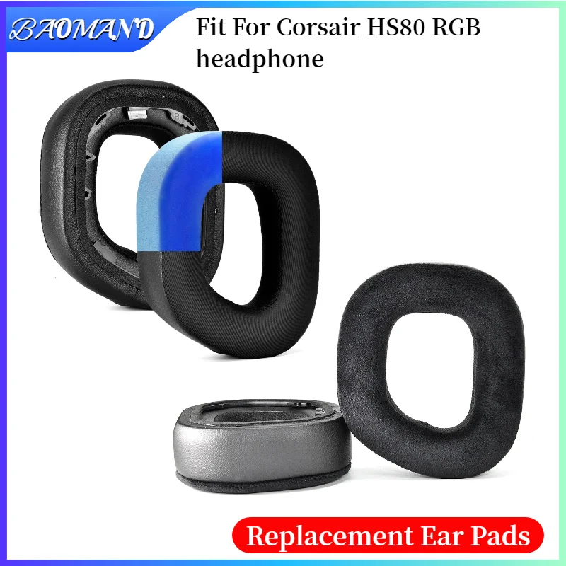 

For Corsair HS80 RGB Sponge Cover Breathable Leather Mesh Ear Cover Protective Cover Headset Replacement
