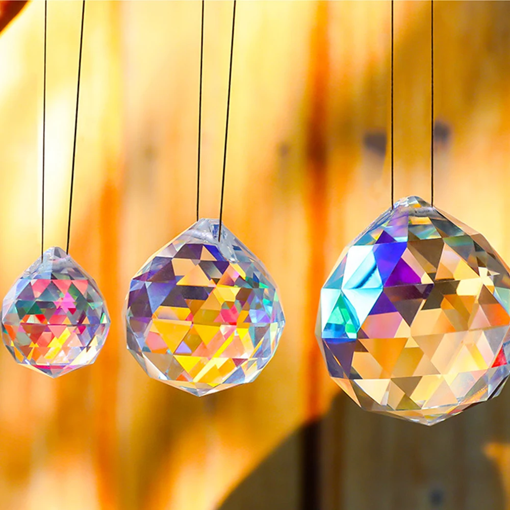 

15mm/20mm/30mm/40mm Chandelier Crystal Faceted Ball Prism AB Suncatcher Feng Shui Ball Glass Lamp Parts Home Wedding Decor