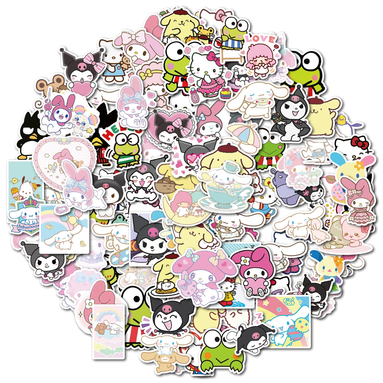 10/50Pcs Cartoon Sanrio Laptop Stickers Kuromi Cinamonroll Hellokitty My Melody Stickers Suitcase Laptop Waterproof Kid Gift Toy