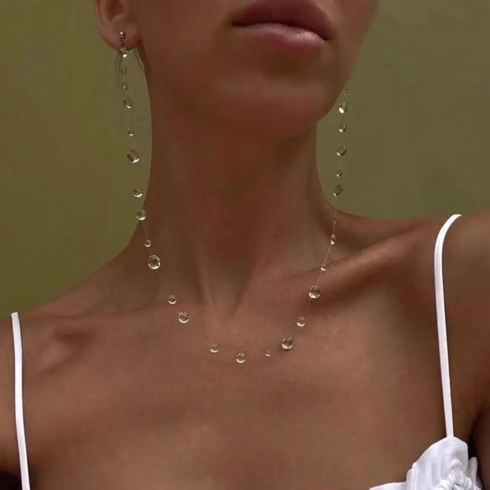 

3pcs/set Handmade Dew Rain Earrings Bracelet Necklace Jwelry Set For Women Teen Girls Mom Crystal Wedding Party Jewelry Gif H8C4
