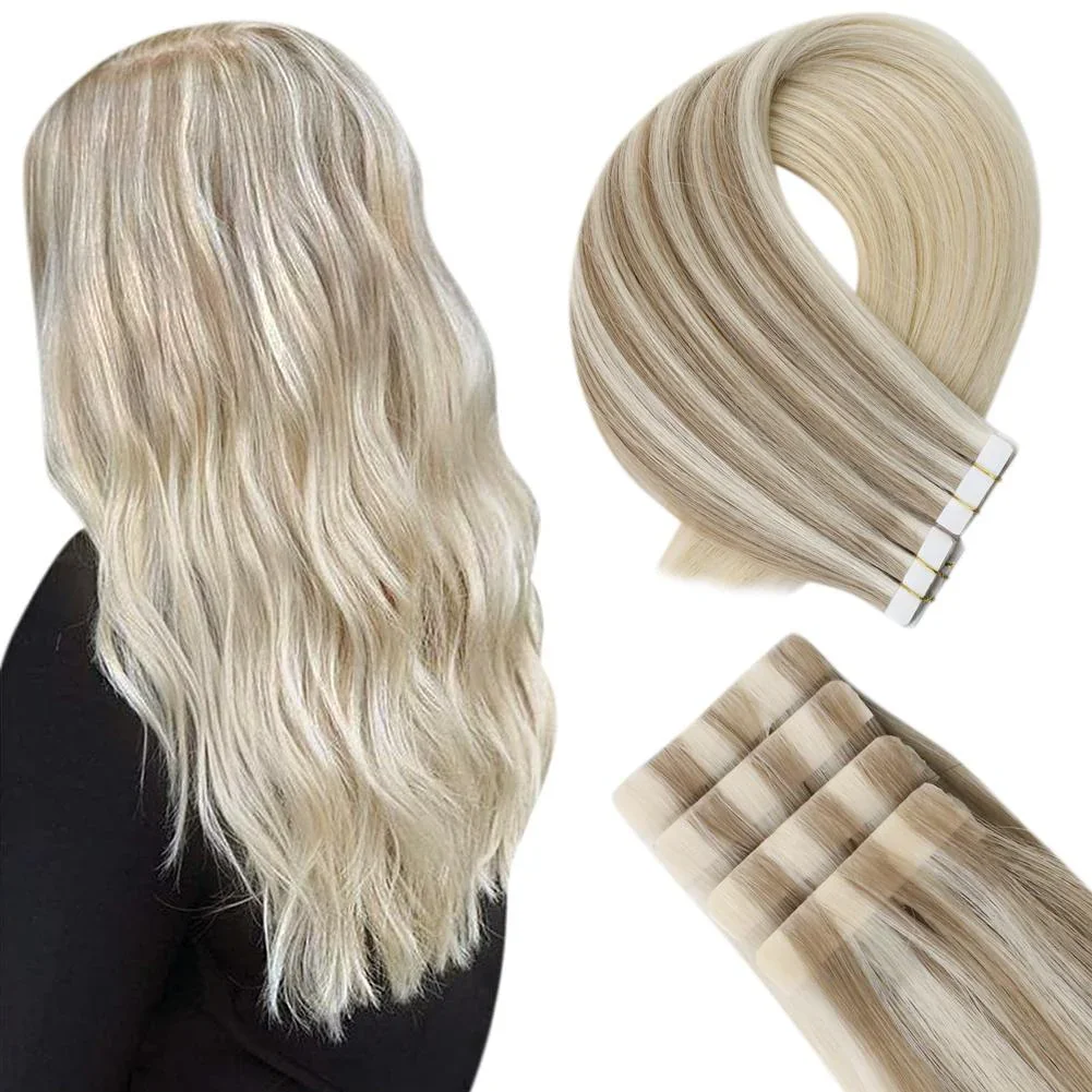 LaaVoo Virgin Injected Tape in Hair Extensions High Quality Straight 100% Real Brazilian Hair Invisible Seamless Tape in Hair