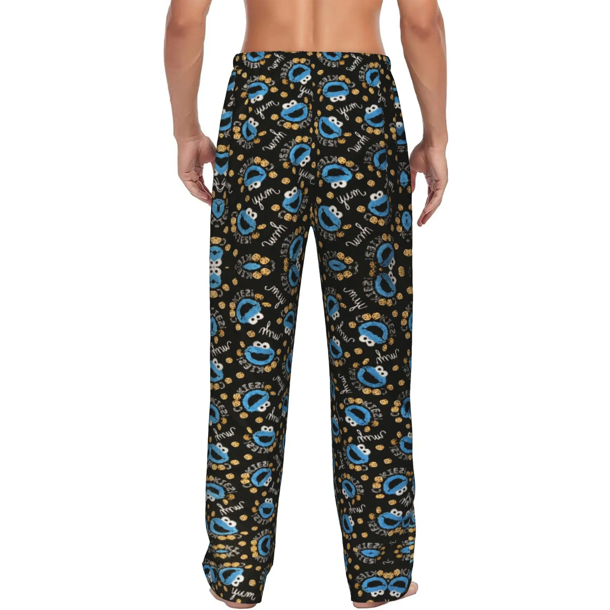 Custom Cookies Anime Monsters  Pajama Pants for Men Elmo Cartoons Sleepwear Lounge Sleep Bottoms Stretch with Pockets