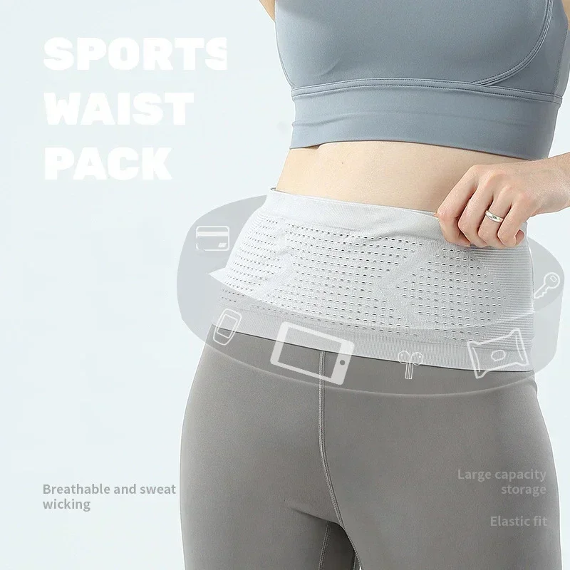 Sports Fanny Pack Seamless Invisible Running Gym Waist Belt Bag Lightweight Breathable Phone Bag Portable Elastic Cycling Pouch