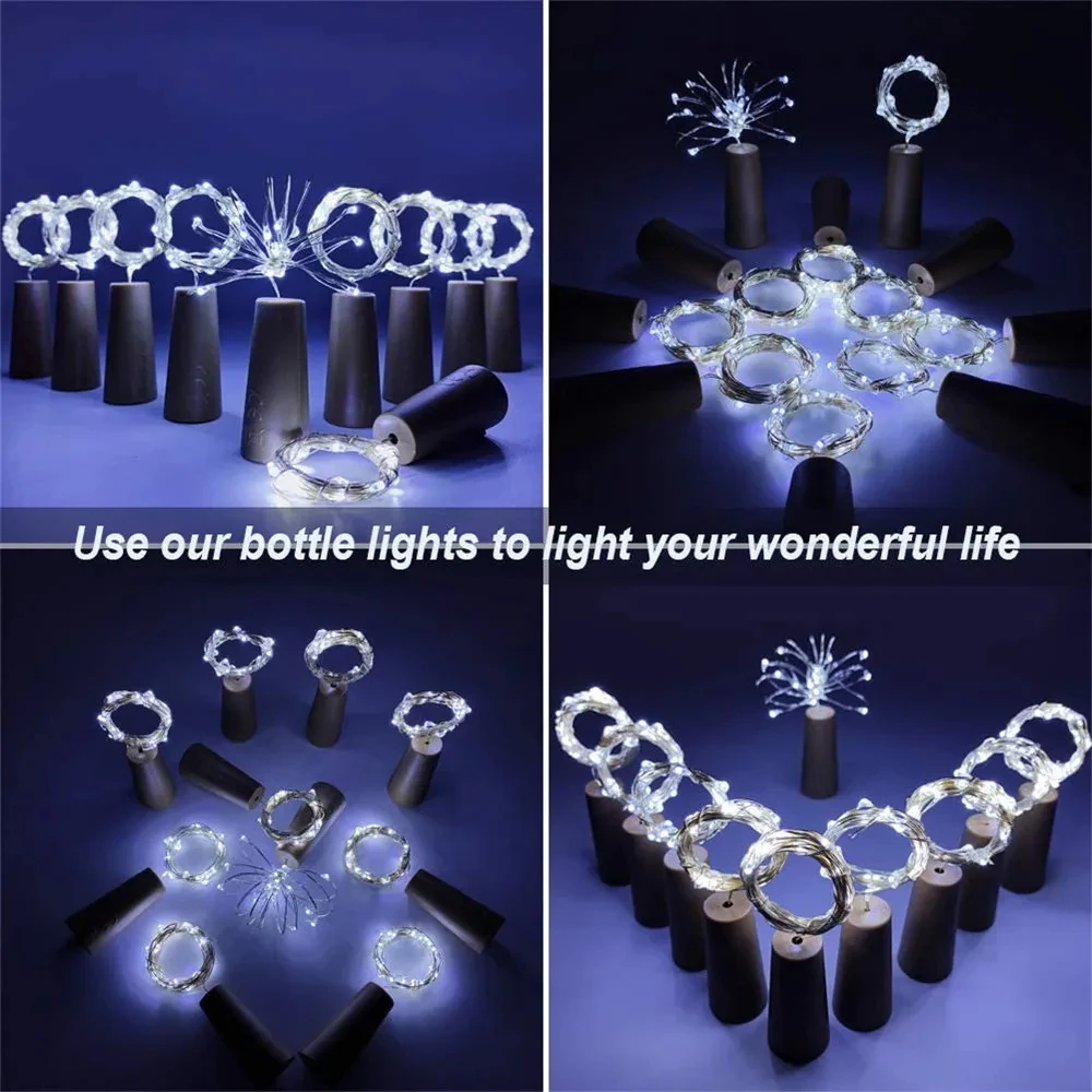 20 LED 10 Packs Wine Bottle Lights Copper Wire Fairy String Light Warm White Bottle Stopper Atmosphere Lamp for Xmas Holiday