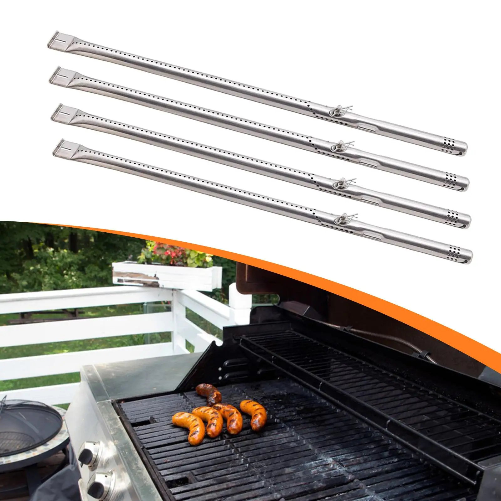 4 Pieces Grill Burner Tubes BBQ Replacement for Gas Grill BBQ Burner Tubes for Outdoor Gatherings Home Grilling Camping