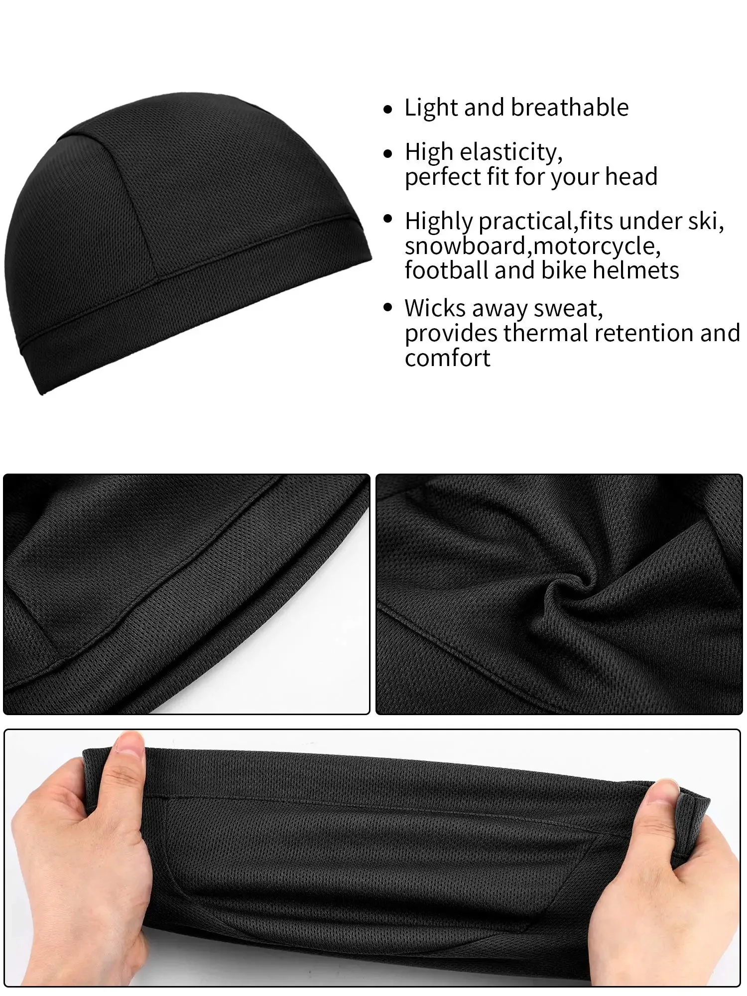 1pc/2Pcs/3Pcs Cycling Skull Cap Breathable Sweat Wicking for Men Women Helmet Liners Cooling Cap