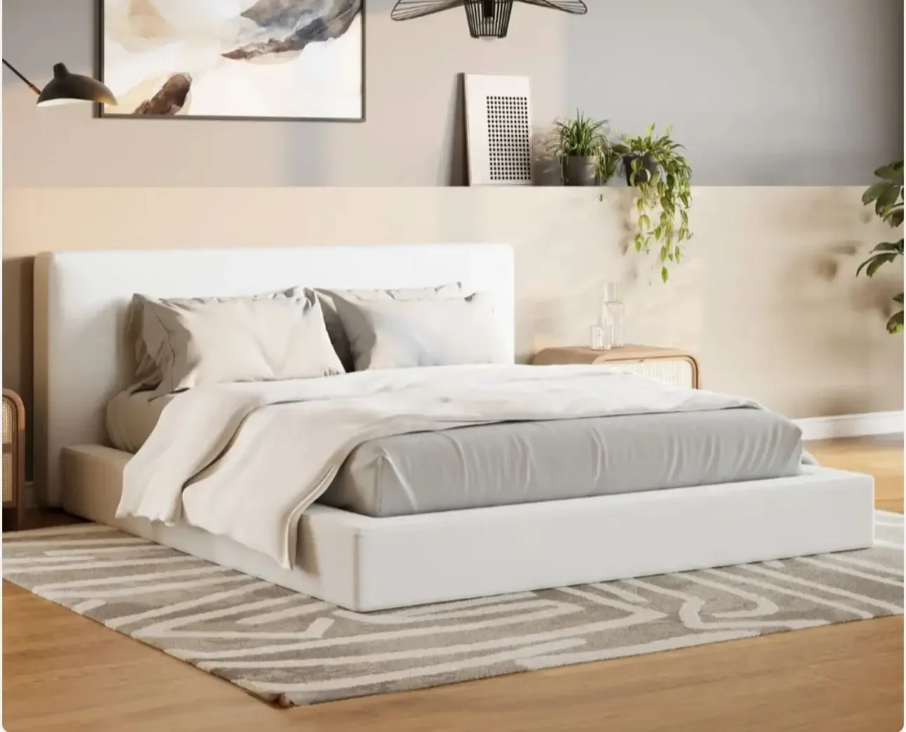 Simple Clean Comfortable Soft Floor White No Assembly Folding Easy Transport Foam Soft Bed Frame