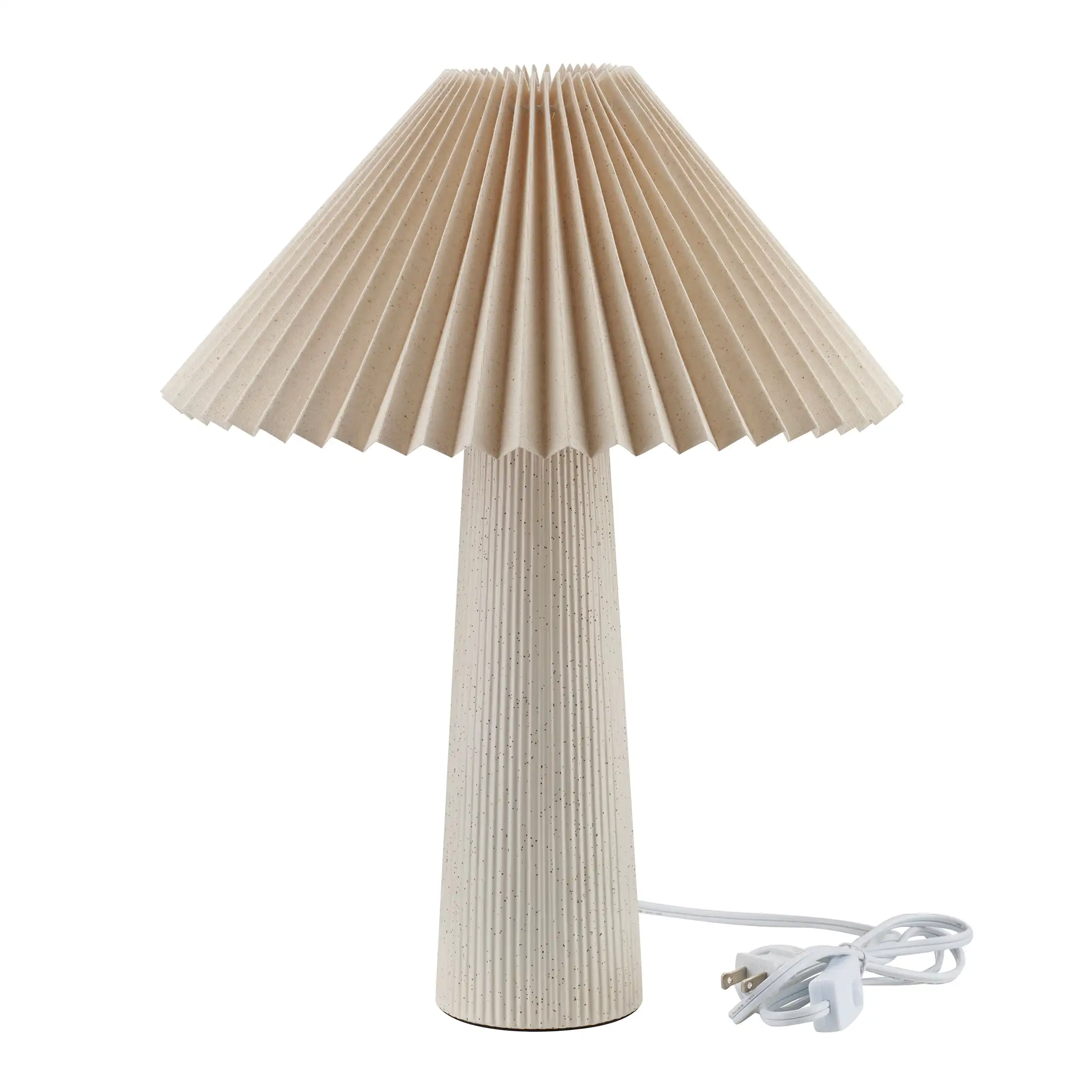 

18in Ribbed Ceramic Table Lamp with Ivory Pleated Shade
