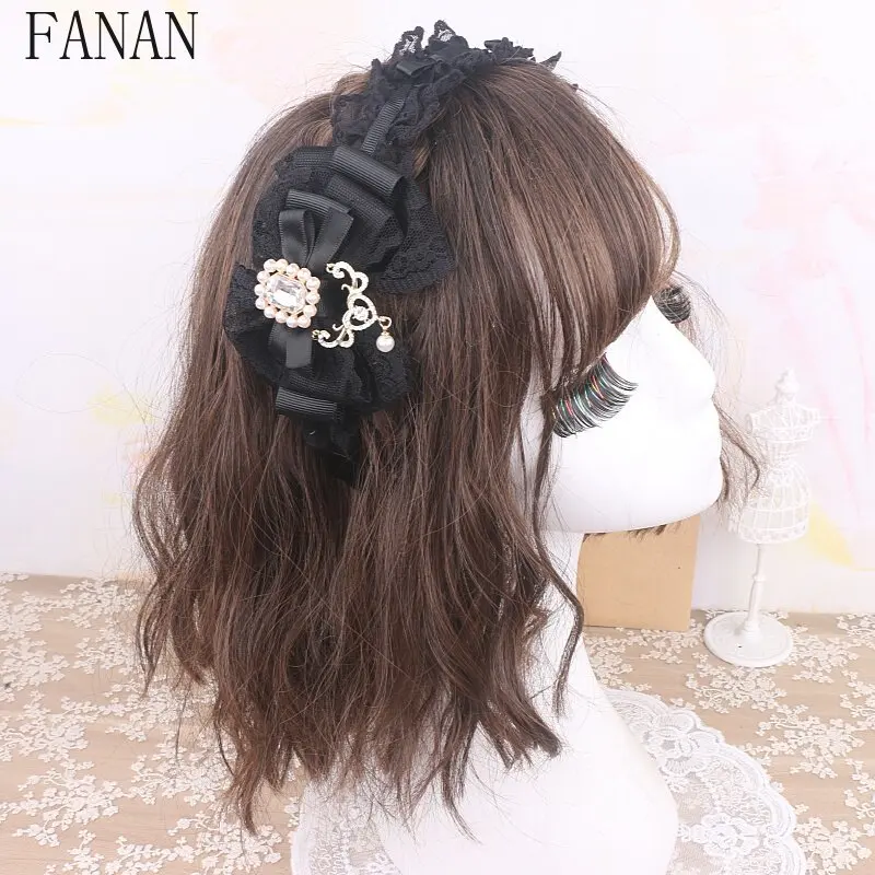 Lolita Headband Sweet & Cute Lace Kawaii Headband Japanese Style New Headwear Ruffle Bow Rhinestone Hair Accessory for Girls