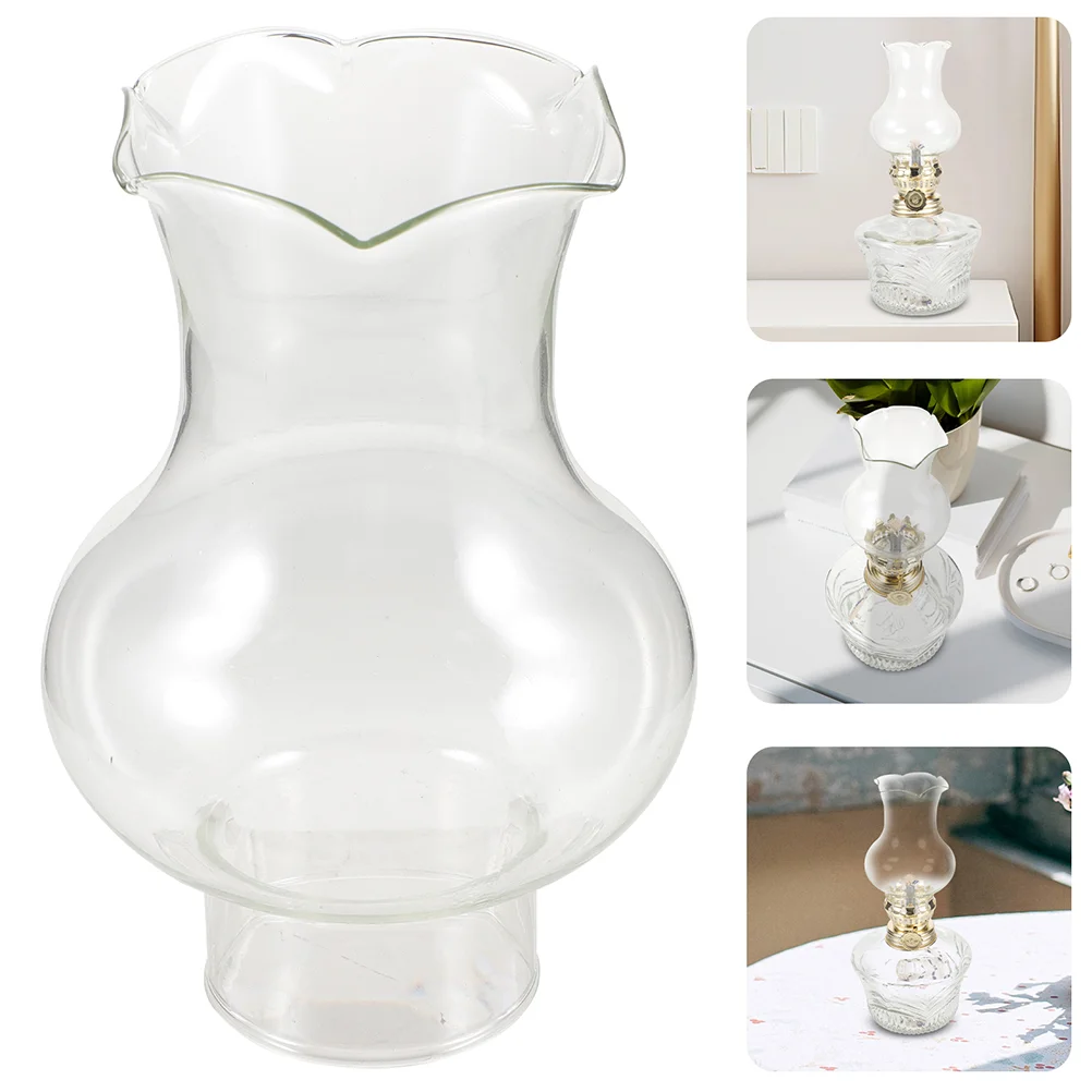 2 Pcs Glass Lamp Shade 3cm Diameter Clear Oil Lamp Chimney for Kerosene Lanterns Install Decorative Practical