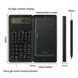 Foldable Scientific Calculators 10 Digits LCD Display With 6 Inch Writing Tablet Support Stylus Pen Erase Button Lock