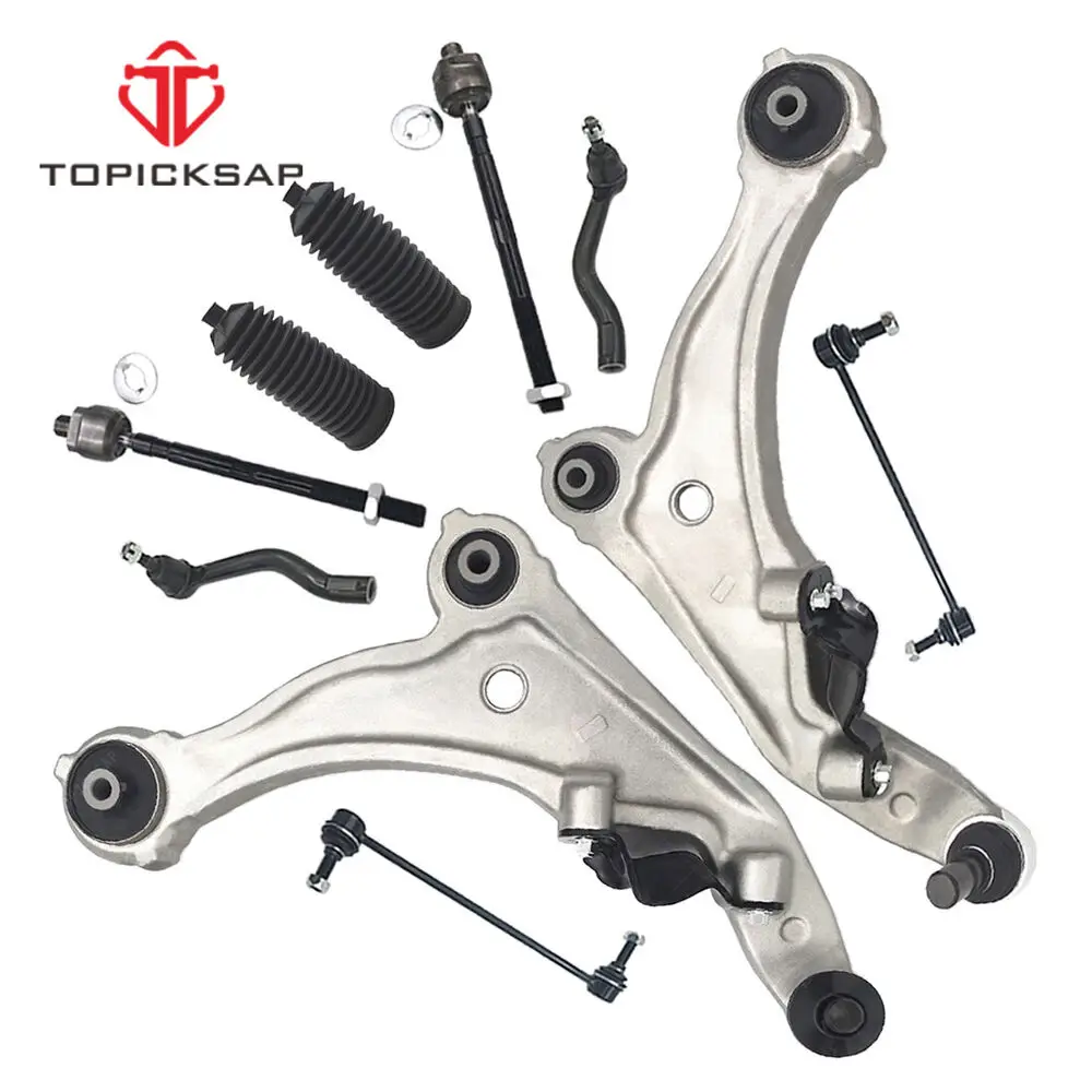 TOPICKSAP Suspension Kit Front Lower Control Arm Tie Rods End Link Sway Bar Boots Sets 485219N00A for Nissan Maxima 2009 - 2014