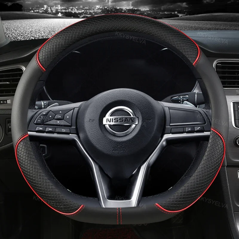 Car Steering Wheel Cover D Type Leather For Nissan X-trail Qashqai Rogue Sport Rogue 2017 2018 2019 2020 2021 2022 Altima Versa