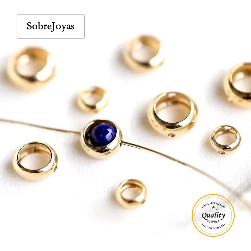 

14K Gold Filled Bead Frame Spacer DIY Circle Spacer Beads for Bracelet & Necklace Tarnish Resistant Jewelry Findings 5/7/8mm
