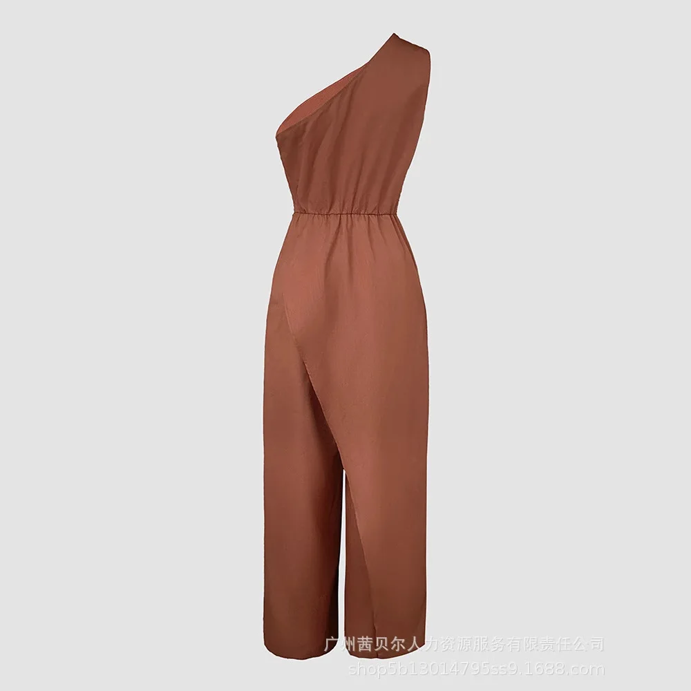 Jumpsuits Women One Shoulder Sleeveless Overalls Wide Leg Long Pants High Waist Rompers Y2k Streetwear Work Jumpsuit 2025