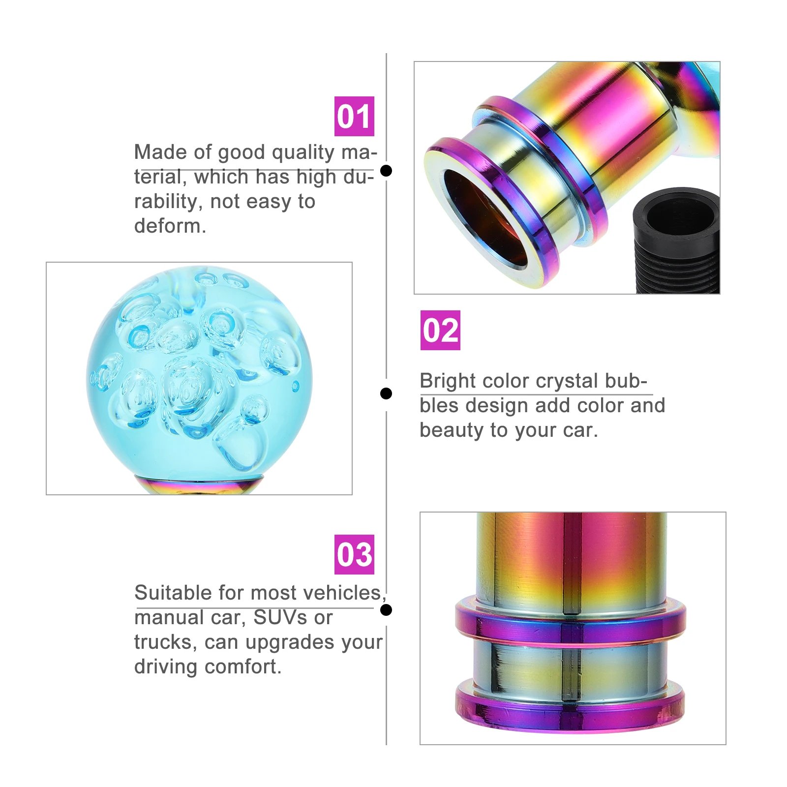 

Gear Knob Easy to Install Shift Car Head Refrigerator Door Practical Crystal Stainless Steel Acrylic