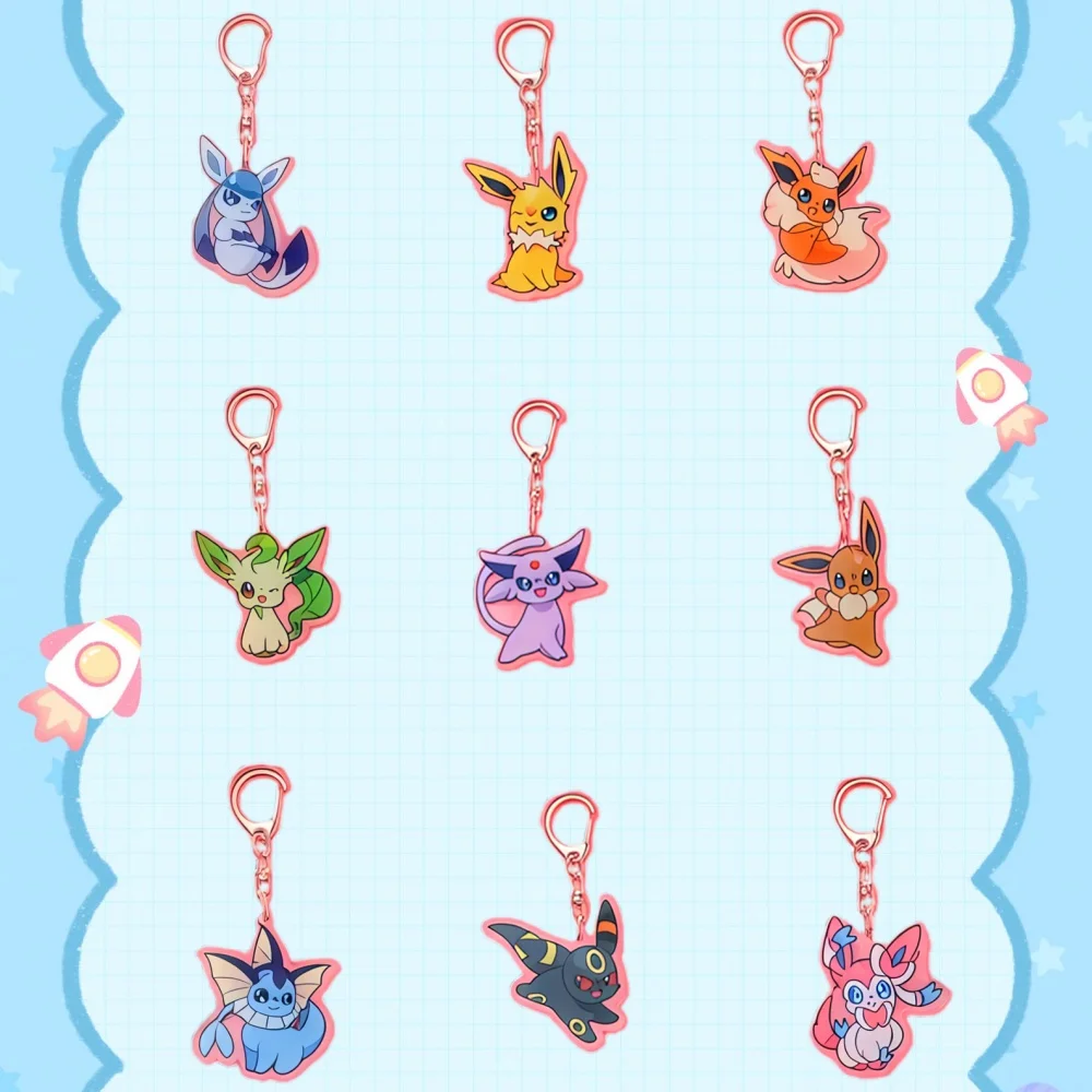

For Pokemon Anime Umbreon Vaporeon Eevee Acrylic Keychain Cartoon Pendant Creative Backpack Accessories Friends Festival Gift