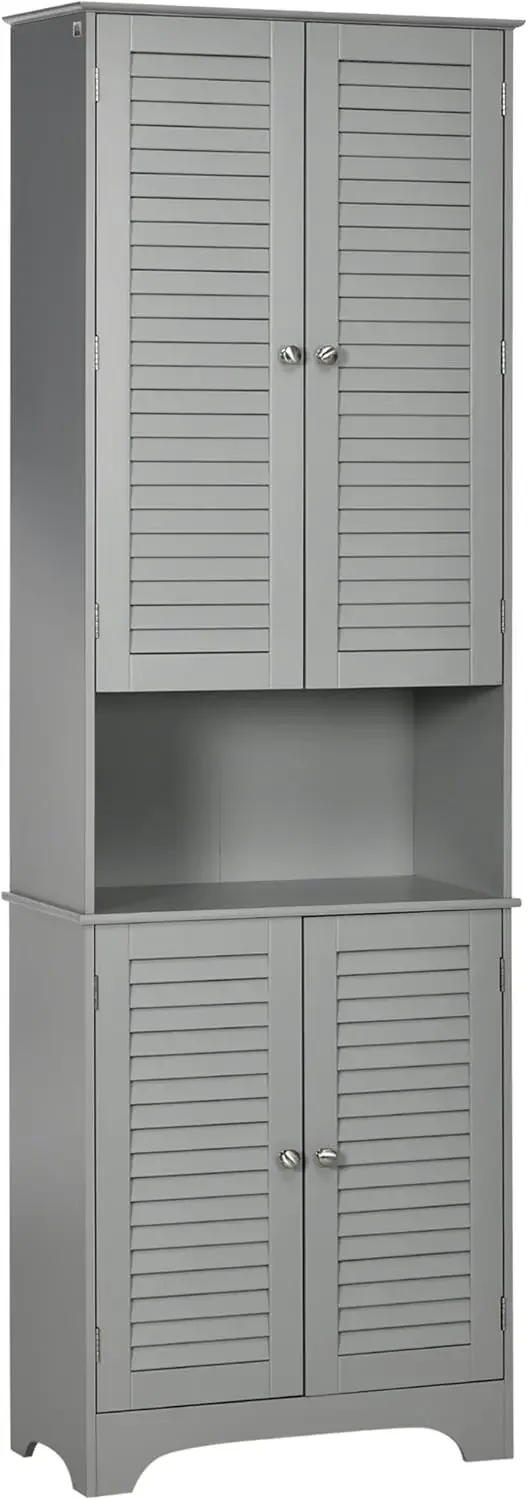 

NEW Tall Narrow Bathroom Storage Cabinet with Doors and Shelf Adjustability, Freestanding Bathroom Linen Cabinet NEW USA