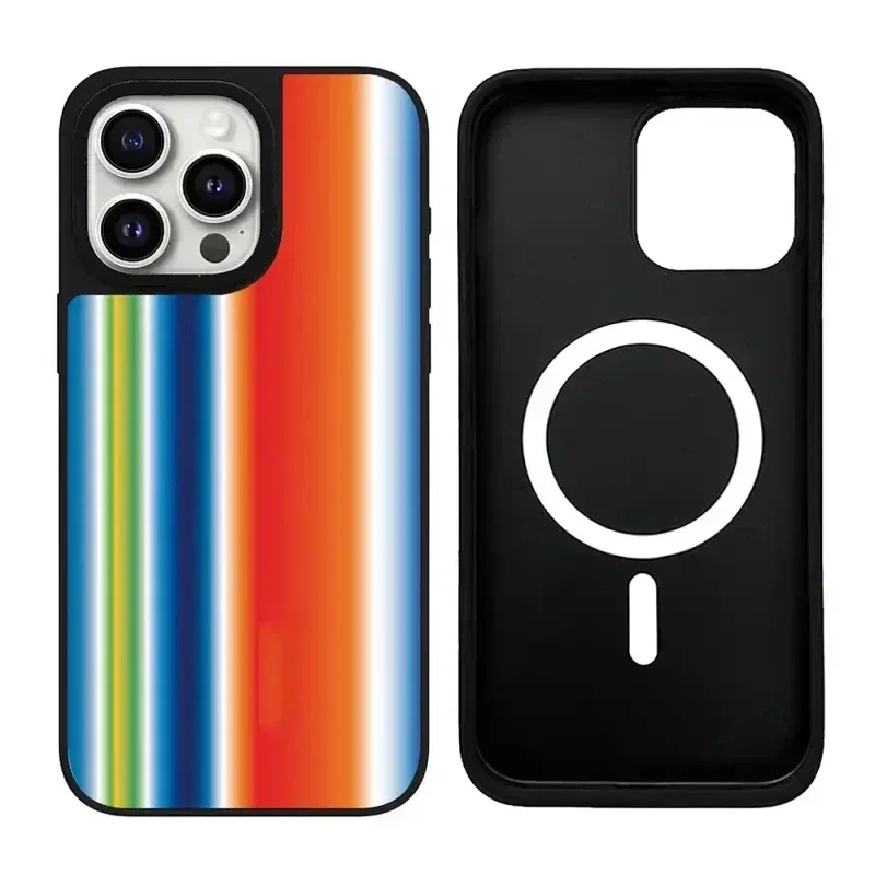 Colorful Wave Mirror Magnetic iPhone 11 12 13 14 15 16 Pro Max Protective Case, Fits iPhone 16 Pro Max