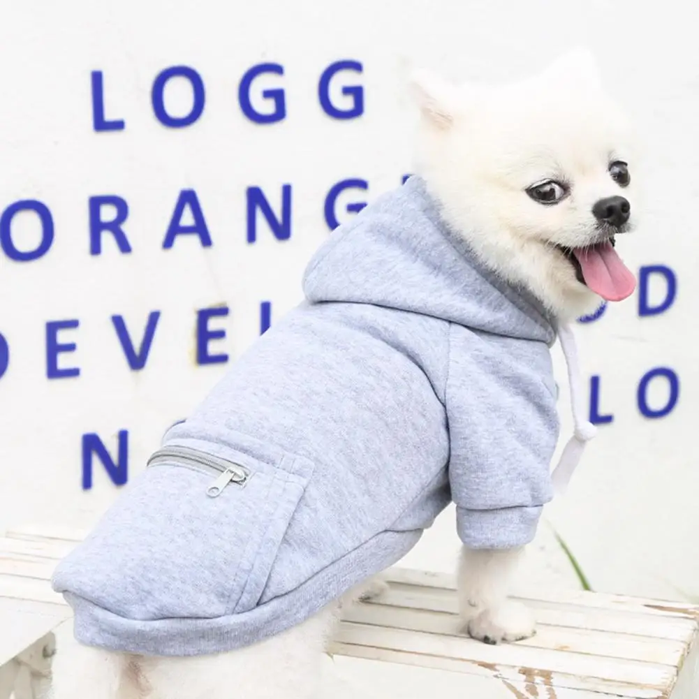 Pet Hoodie Clothing Pullover with Zipper Pocket Clothes for small dogs одежда для мелких собак