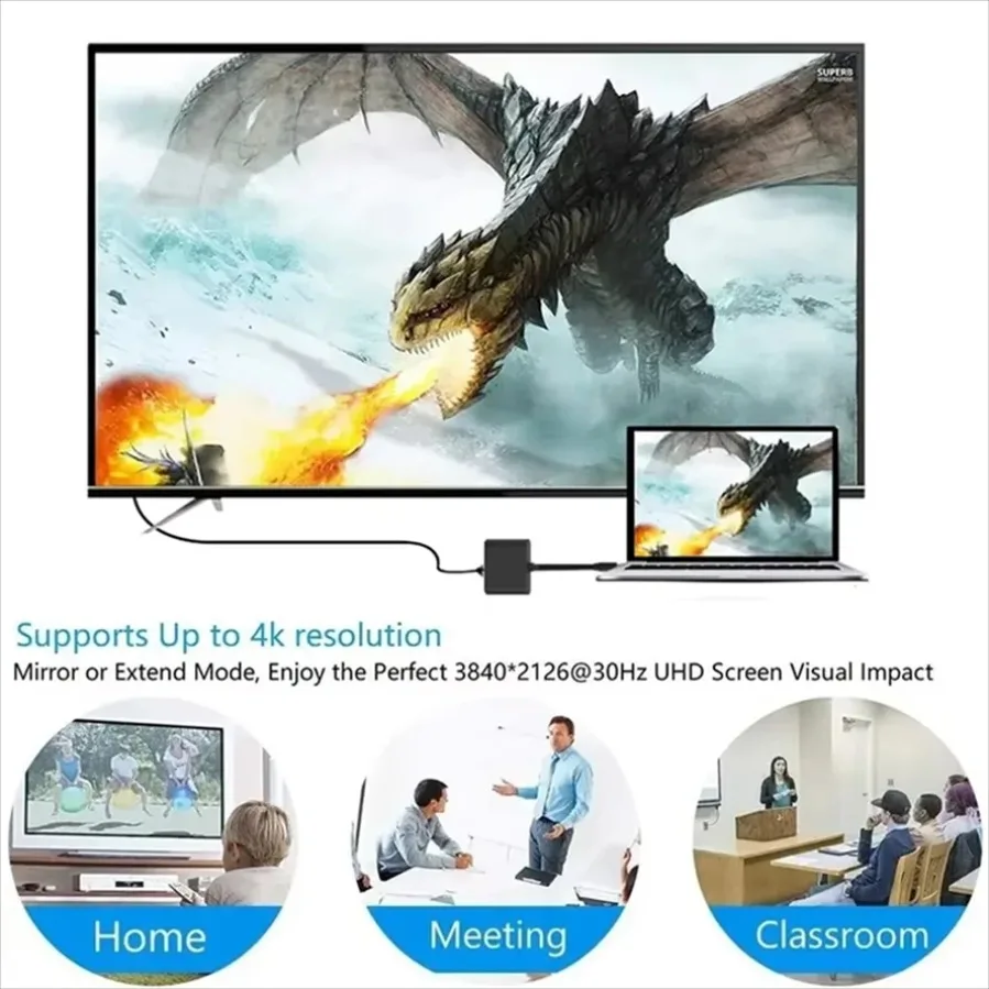 3-in-1 USB 3.0 Hub USB-C to HDMI-Compatible Adapter HD 4K/30Hz Multifunctional Type-C Charging Converter for MacBook Laptop iPad view 4