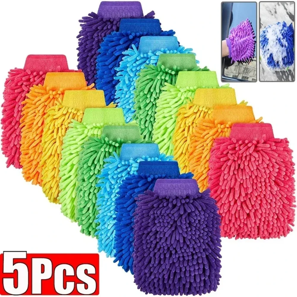 Microfiber auto cleaning gloves for car washing and surface dusting suit for vehicle exterior care