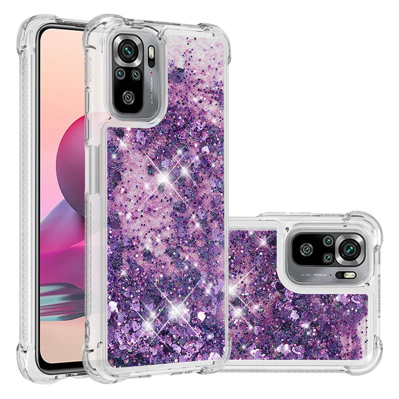 Glitter Quicksand Phone Case For Xiaomi Redmi Note 10 9 8 Pro 10S 9S 9T 4X Case Liquid Cover for Redmi 9T 10 7A 6 4X Cases Coque