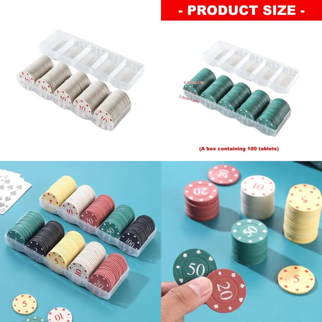 Q39E 100Pcs Casinos Chip Game Chip Teaching Coin Small Learning Counters Chip