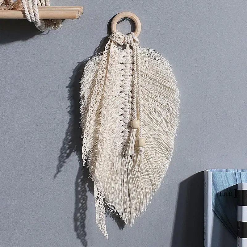 Macrame Wall Hanging Home Decoration Accessories Feathered Charm Car Wall Hanging Boho Decor Hand-woven Tapestry Wall Hanging