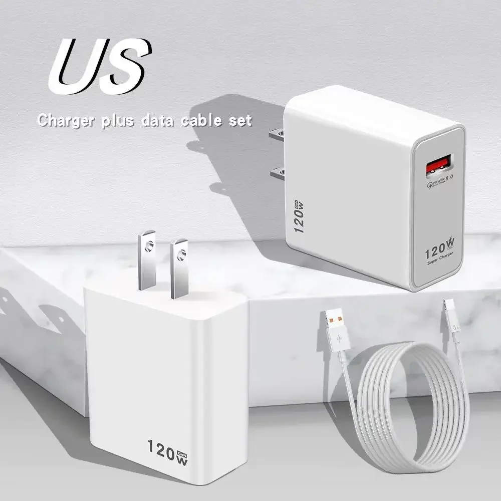 120W USB Charger QC3.0 USB C Type Fast Charging C Cable Wall Phone Charger Adapter For iPhone Huawei Samsung Xiaomi Quick Charge