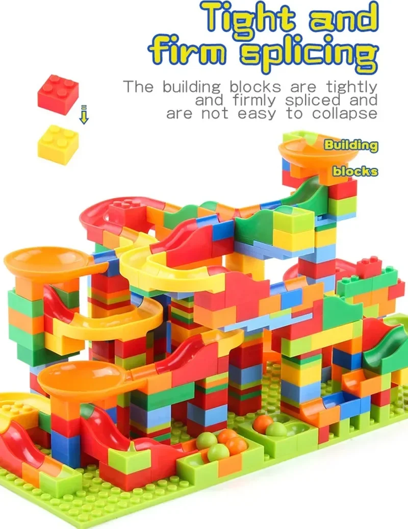 

168-336PCS Children Maze Ball Tracks Small Slider Blocks DIY Brick Assembly Small Marble Racing Toys Early Education Toys