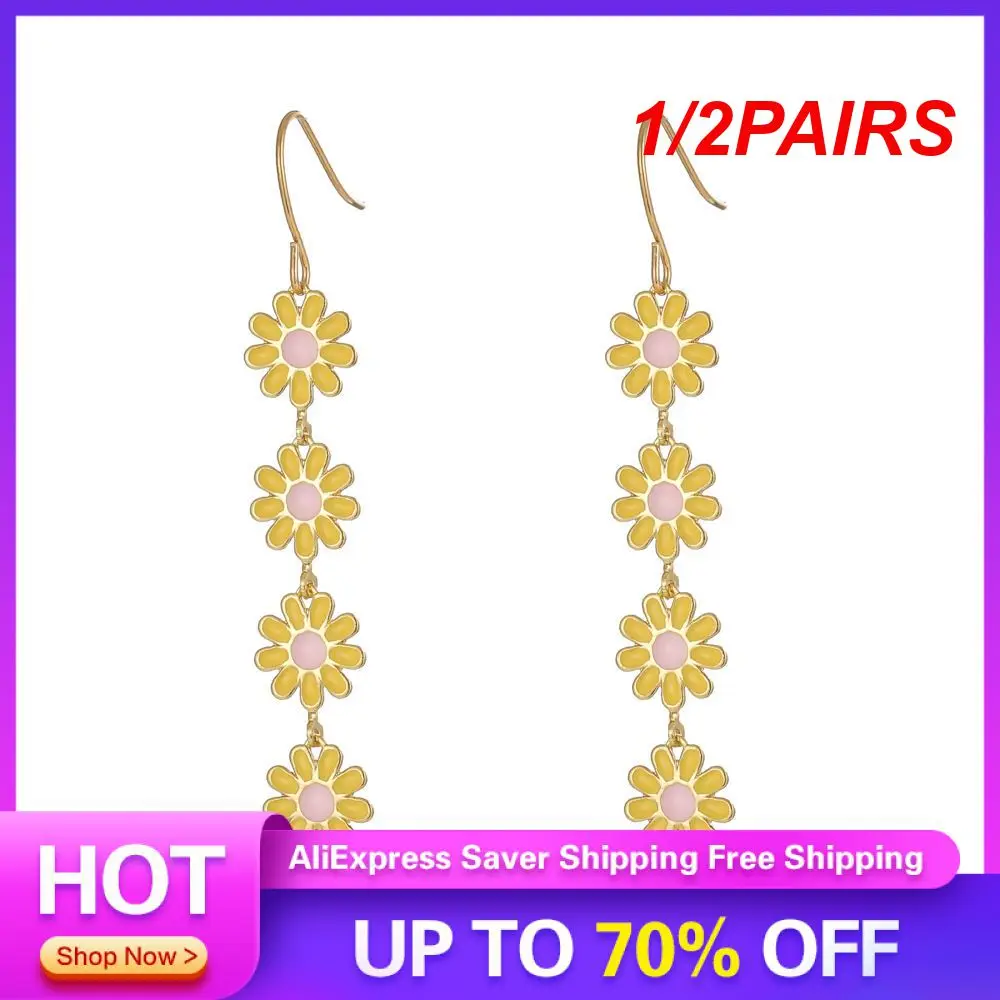 1/2 ÇIFT Küçük Papatya Küpe Taze Küçük Papatya Renkli Küpe Aksesuarları Vahşi Küçük Çiçek Vintage Küpe Küpe