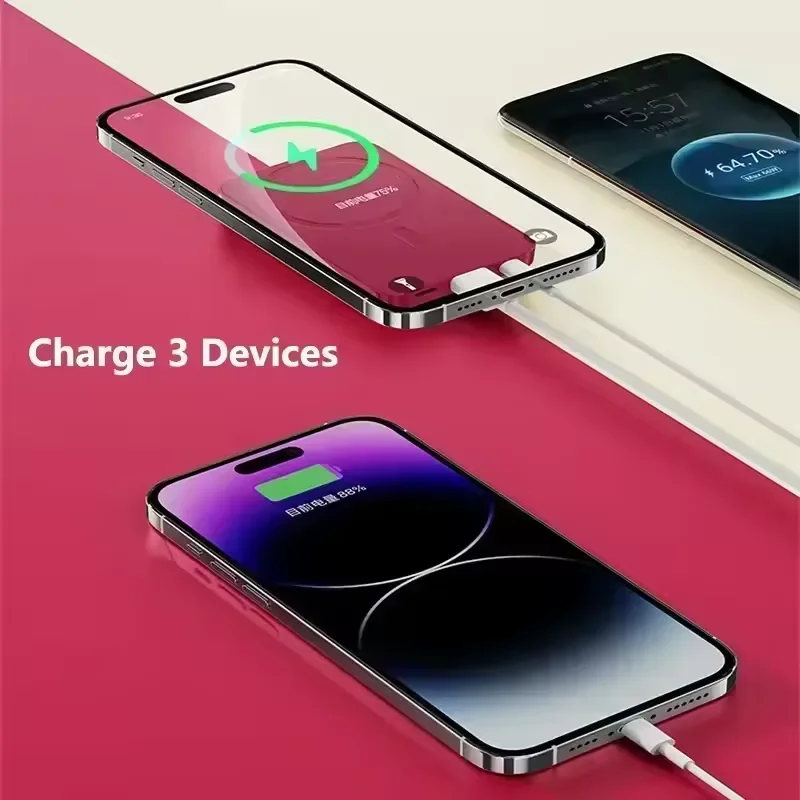 100000 Batterie externe magnétique à charge rapide mAh 22.5W, batterie auxiliaire Portable sans fil de grande capacité pour Iphone Samsung