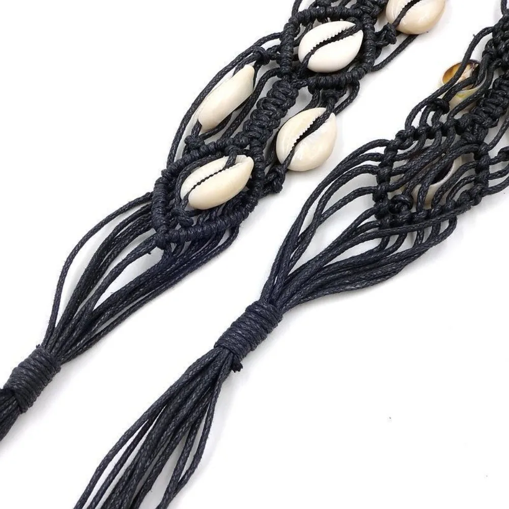 New Small Shell Rope Waist Belt Hollow Tassel Tie Strap Cotton Waistband Waist Chain Women