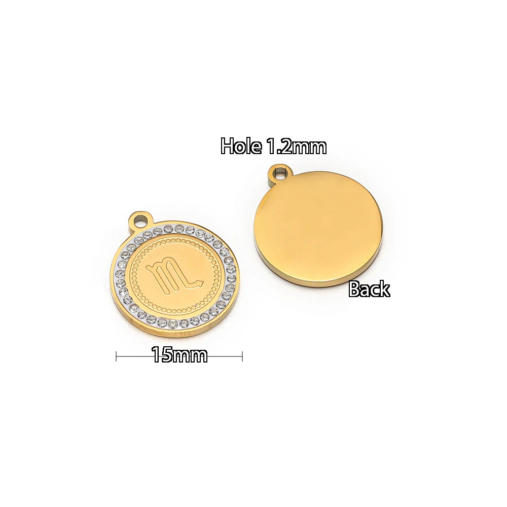 12 قطعة/المجموعة الفولاذ المقاوم للصدأ 12 الأبراج الزركون سحر DIY بها بنفسك النتائج مجوهرات قلادة المعلقات أساور أقراط صنع #2