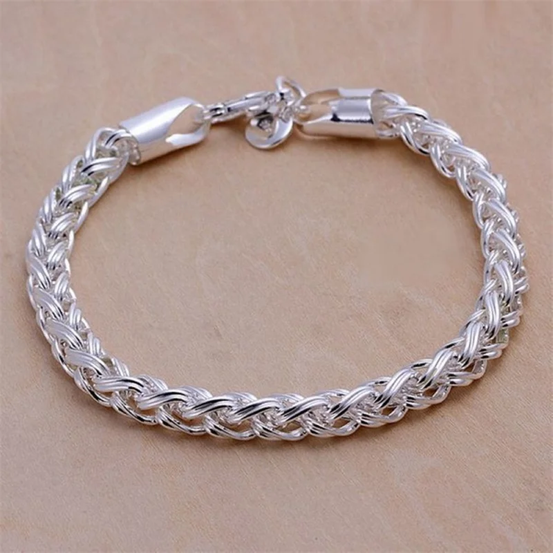 

Wholesale 925 Sterling Silver Bracelets Jewelry Chain Women Lady Men 6MM 4MM High Quality Valentine Gift Beautiful Factory Price