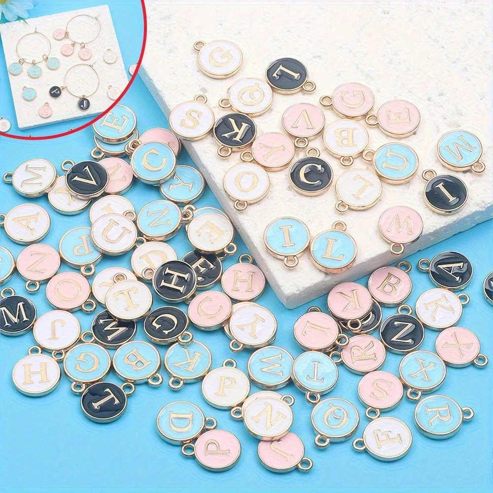 3/15/26PCS Mixed Color A-Z Letter Decorative Pendant Double SidedDIY Jewelry Making Valentine's DayMother's Day Gift Accessories