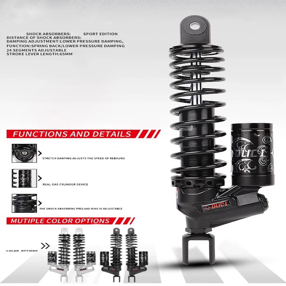 

Универсальный демпфирующий амортизатор с ЧПУ 290-305 мм для мотоцикла с двойной регулировкой для Honda Yamaha 125 Dirt Bike Gok Niu Wildfire