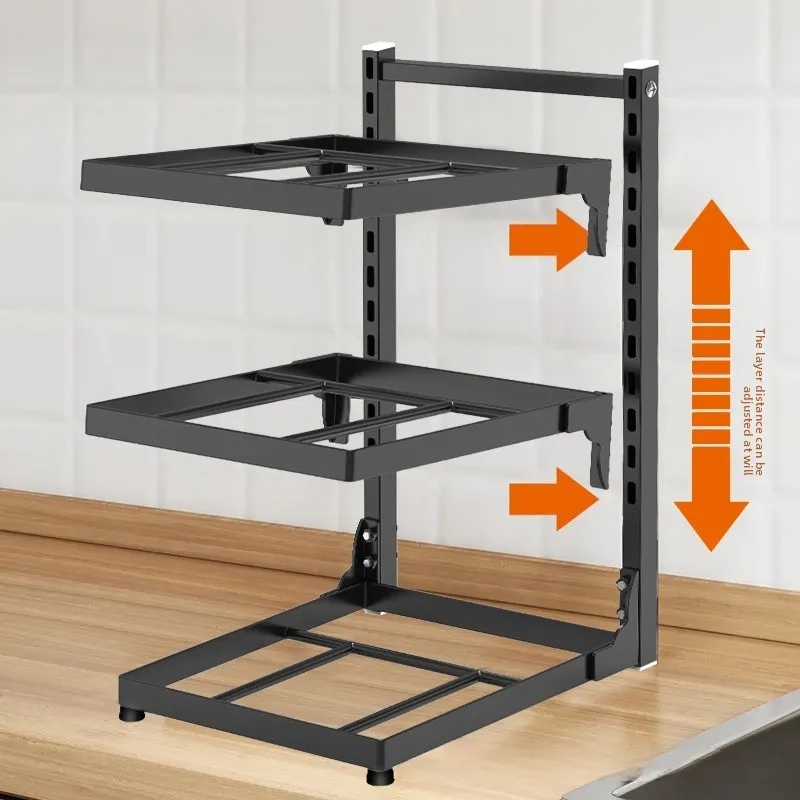 Kitchen under-sink rack for home multi-layer multi-functional pot storage rack stove cabinet adjustable pot rack